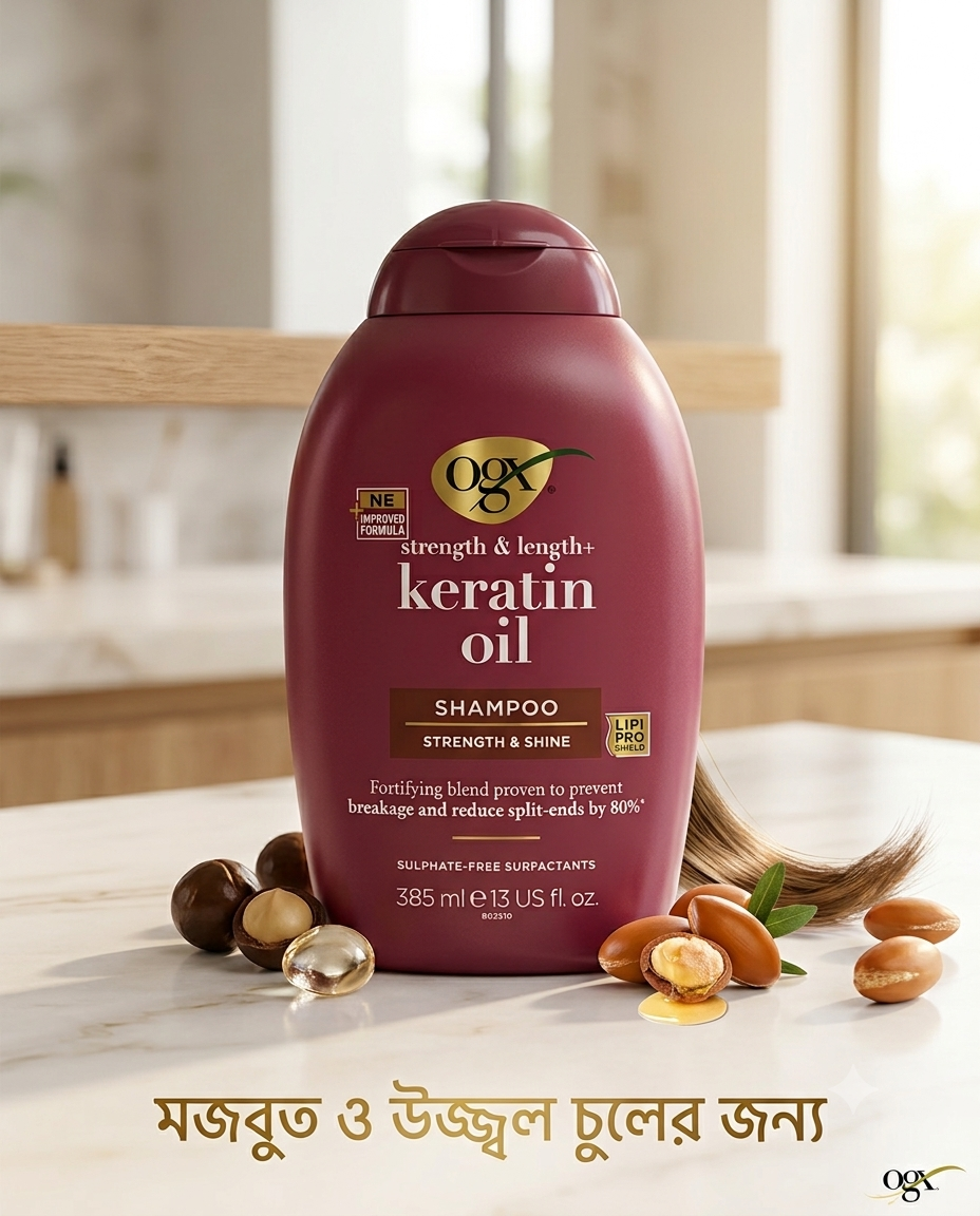 OGX Strength & Length + Keratin Oil Shampoo (385ml / 13 fl. oz.)